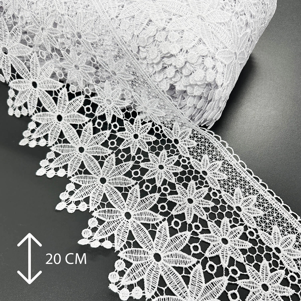 Lace Trim Floral Scalloped White