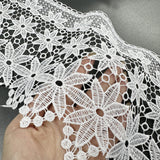 Lace Trim Floral Scalloped White