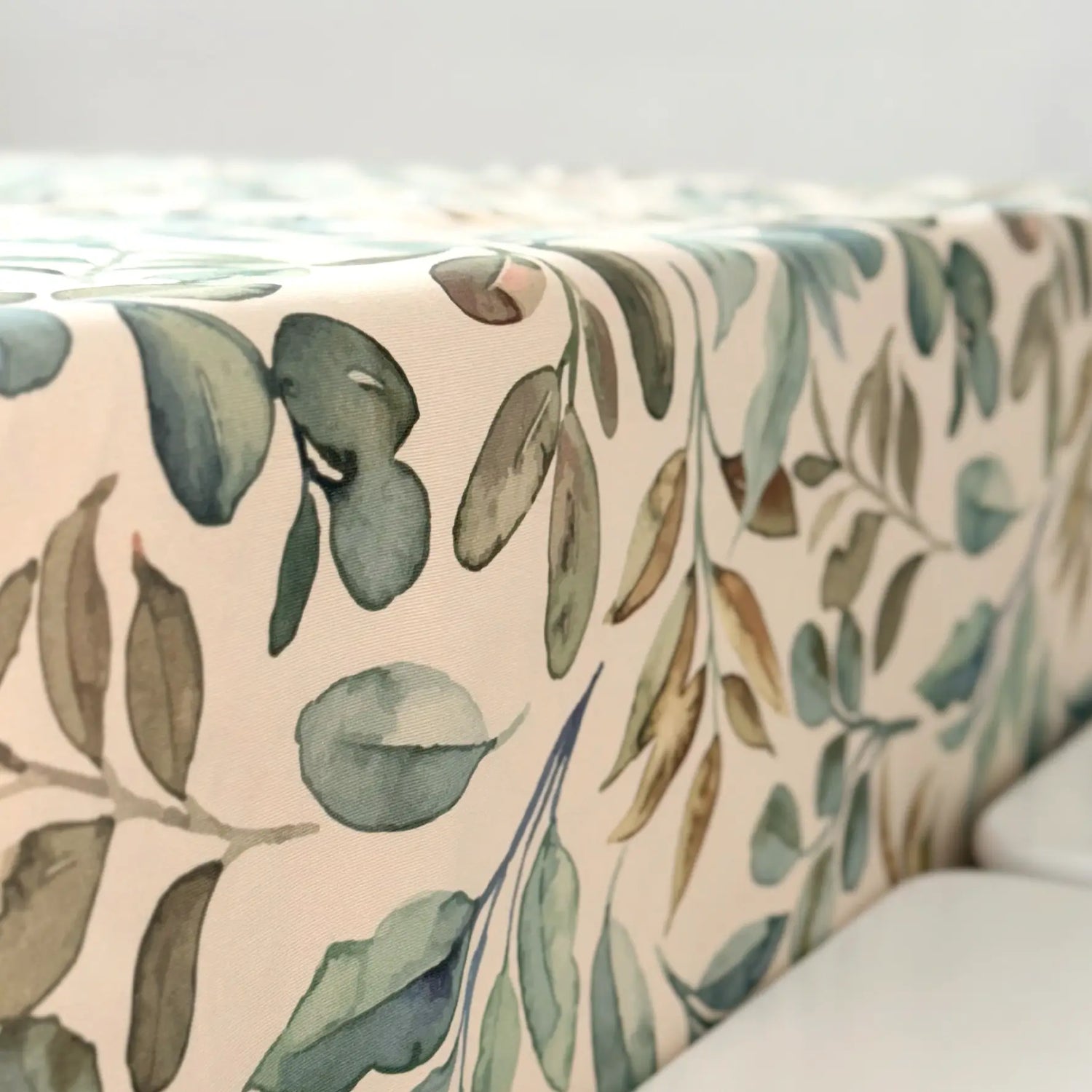 Linen Tablecloth Waterproof Wipeable, Botanical Leaf Table Cover, Cottage Style