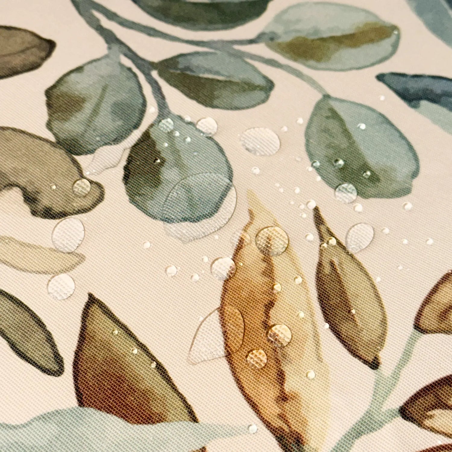 Linen Tablecloth Waterproof Wipeable, Botanical Leaf Table Cover, Cottage Style