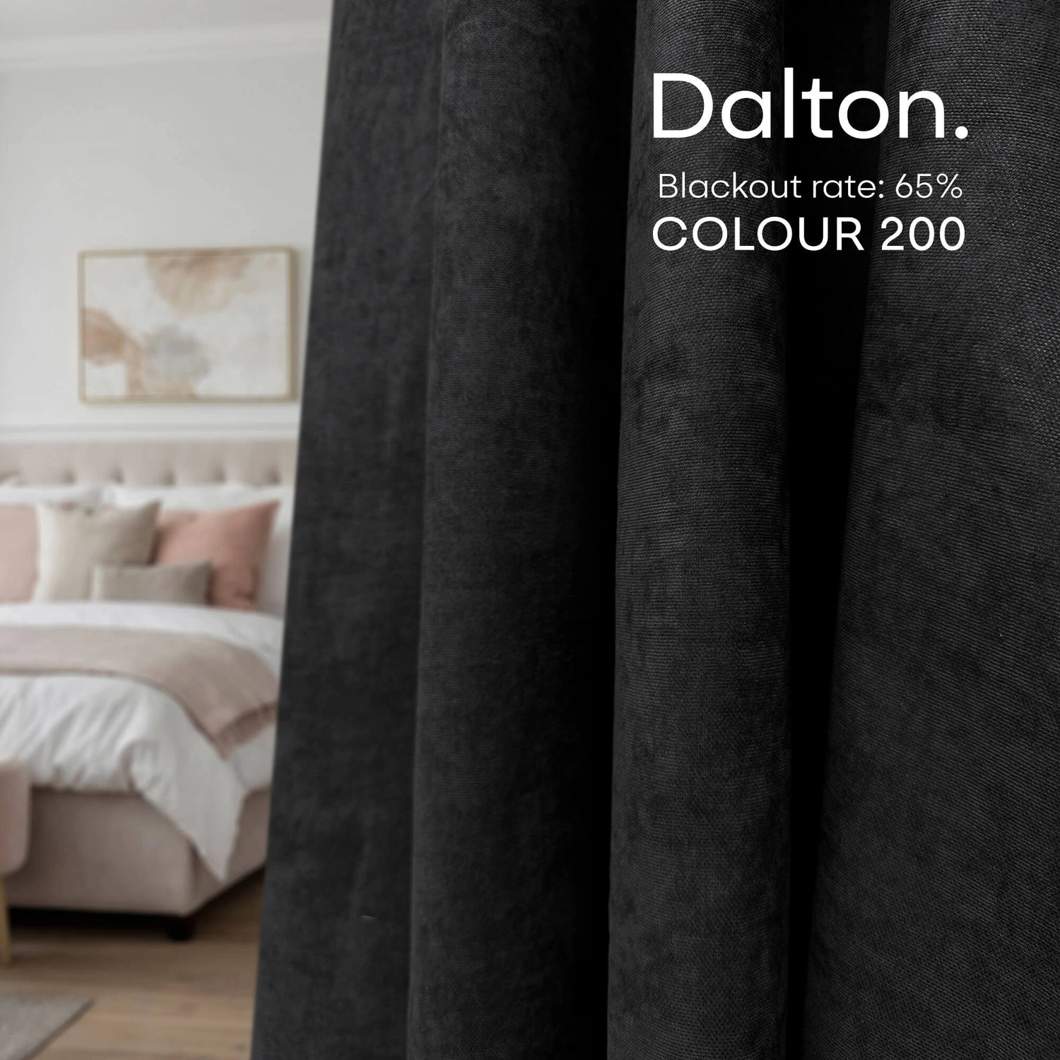 Velveteen Solid Curtain Panel, Dalton Soft Bedroom Drape in Gray/Black Color