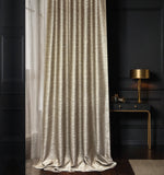 Jacquard Curtains Panel in Art Deco Style, Beige Patterned 