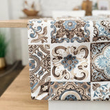 Custom Size Cotton Waterproof Wipeable Tablecloth, Spanish Azulejo Tile Design