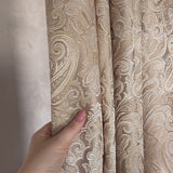 Jacquard Tapestry Curtains, Luxury Paisley Patterned in Rich Beige Gold Color