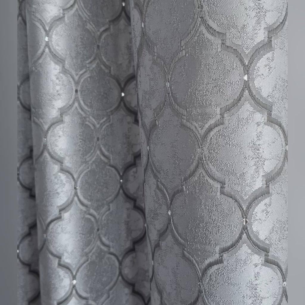 Curtain Panels Silver Gray, Elegant Custom Made in Art Deco Style 