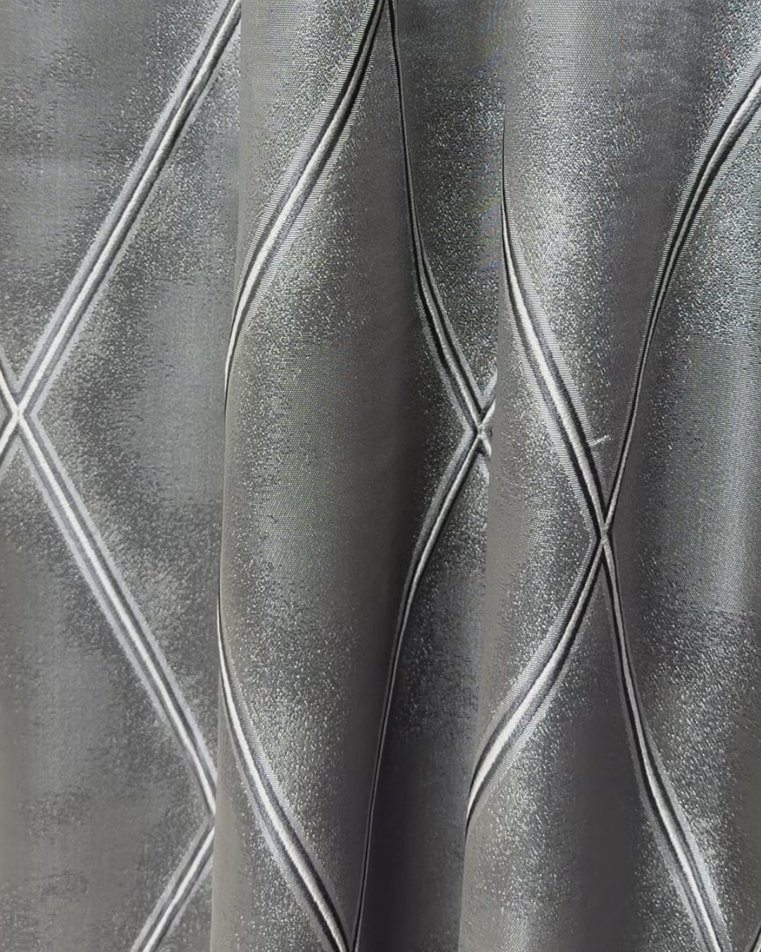 Luxury Grey Geometric Textured Diamond Curtains, Elegant Living Room Window Treatments