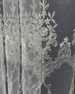 Off-White Sheer Lace Curtains with Embroidery Luxury