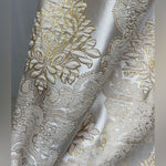 Jacquard Damask Curtains for Living Room, Ivory Gold, Custom Made in Vintage Victorian Style