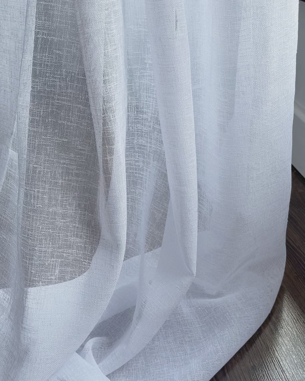 Sheer Curtains White Linen, Custom Soft Doorway Voile Curtain Panel