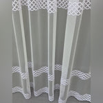 Lace Curtains Striped Elegant in Classic Style, Custom Modern White Embroidered Tulle