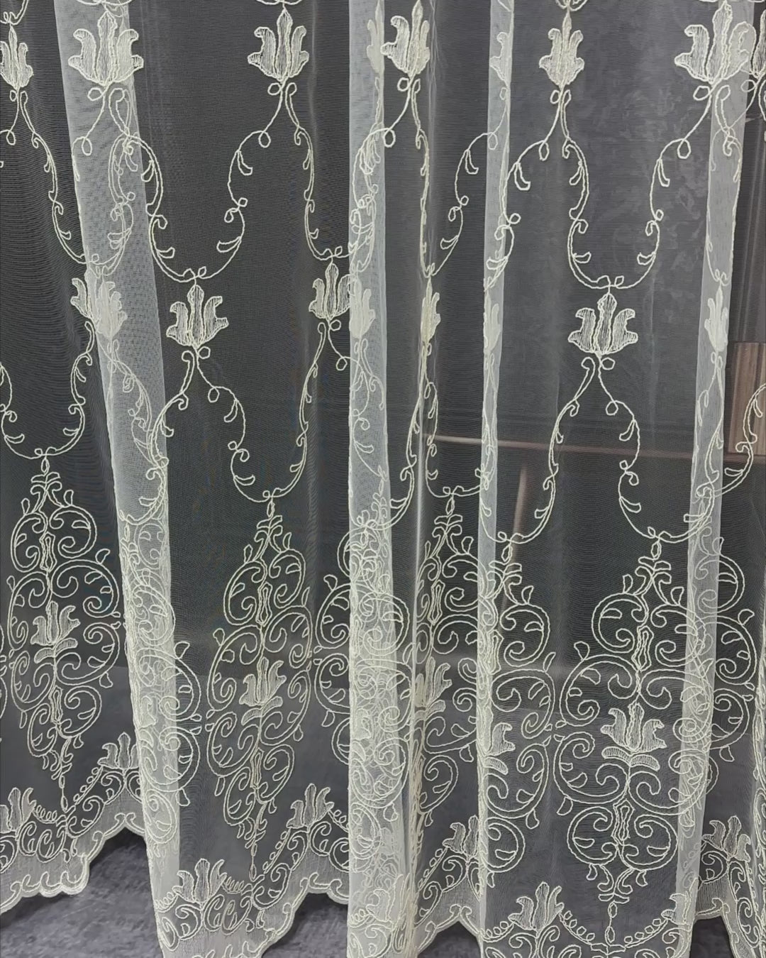 Luxury Off-White Sheer Lace Curtains with Embroidery