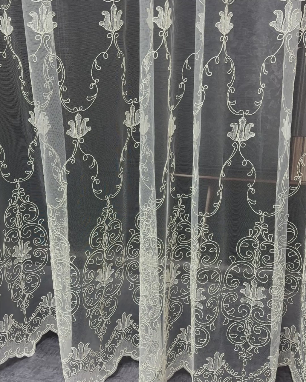 Luxury Off-White Sheer Lace Curtains with Embroidery