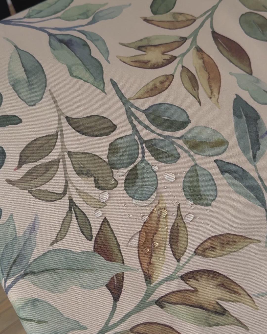 Linen Tablecloth Waterproof Wipeable, Botanical Leaf Table Cover, Cottage Style