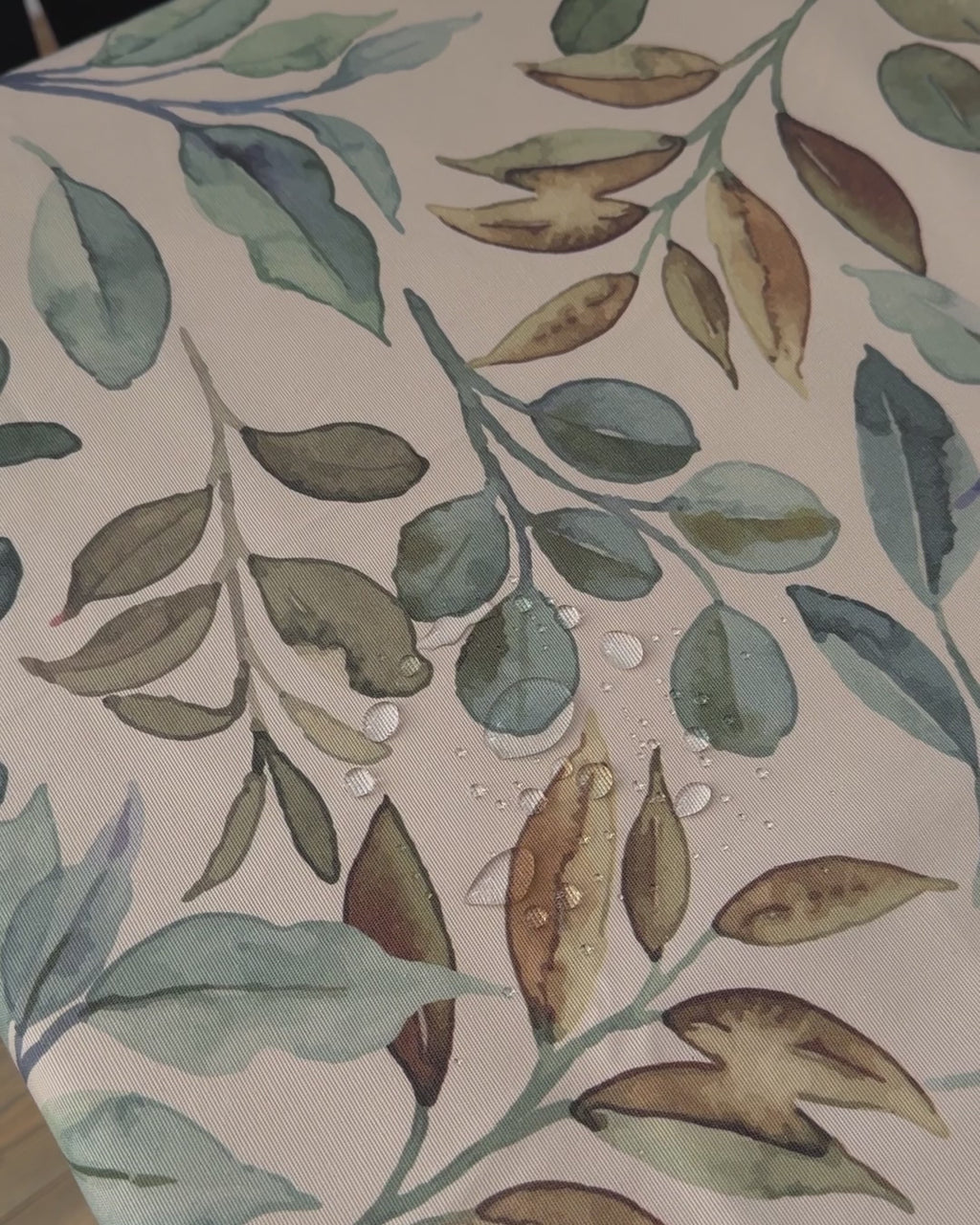 Linen Tablecloth Waterproof Wipeable, Botanical Leaf Table Cover, Cottage Style