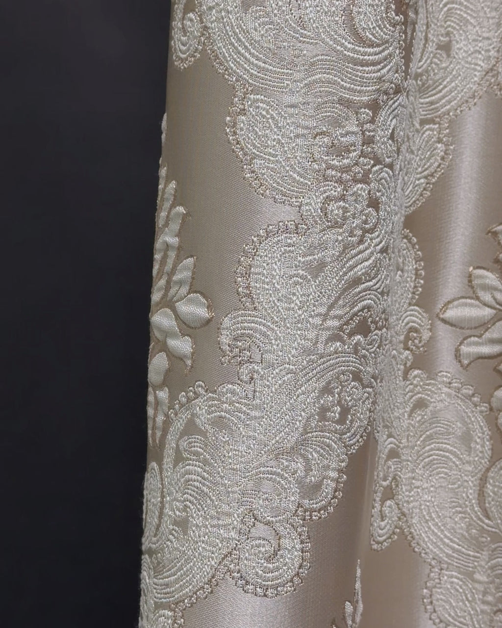 Floral damask jacquard curtain fabric sample with luxury woven texture