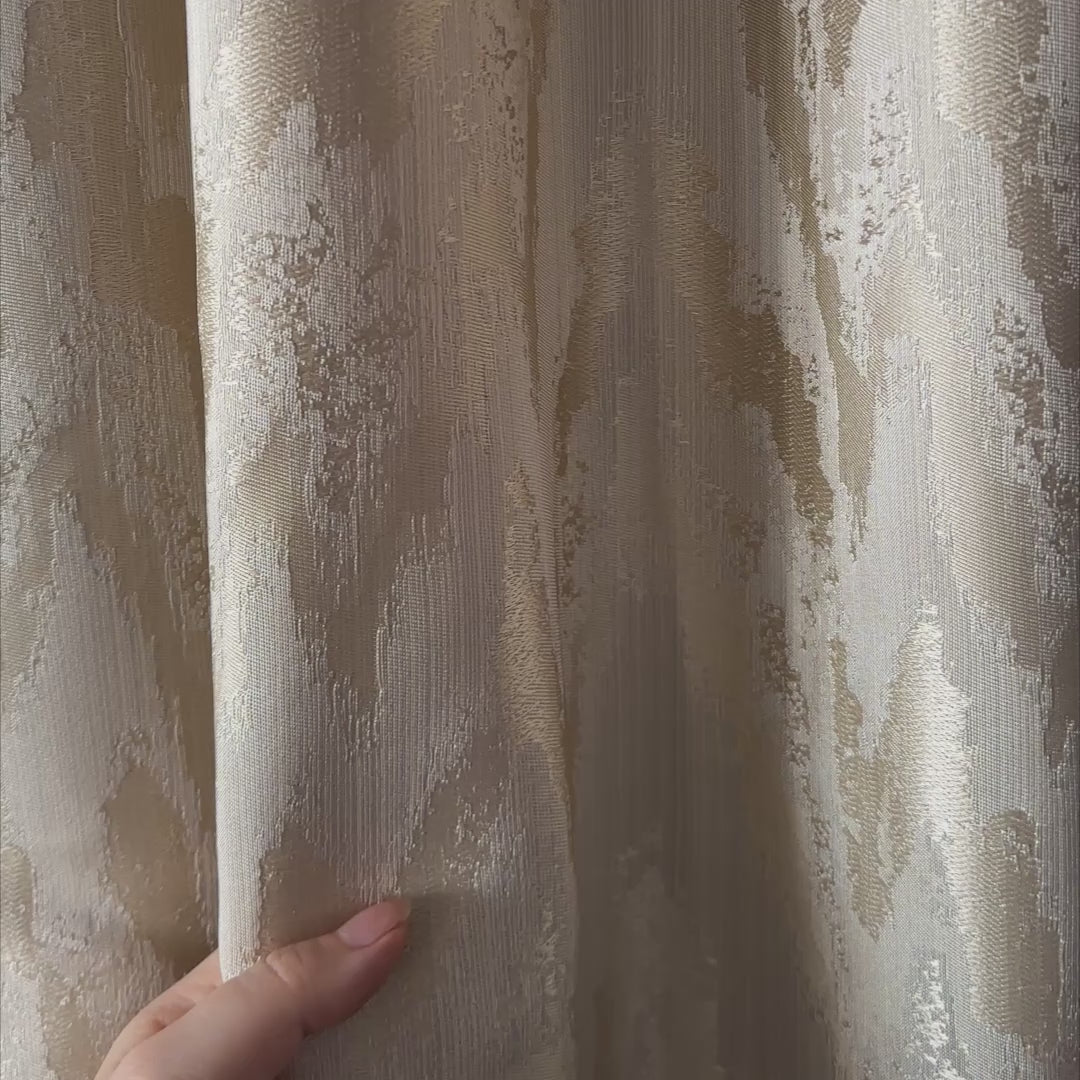 Jacquard Curtains Panel in Art Deco Style, Beige Patterned 