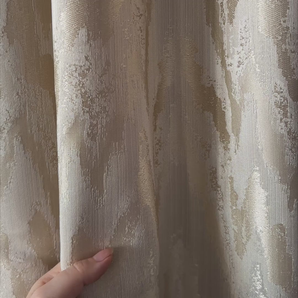 Jacquard Curtains Panel in Art Deco Style, Beige Patterned 