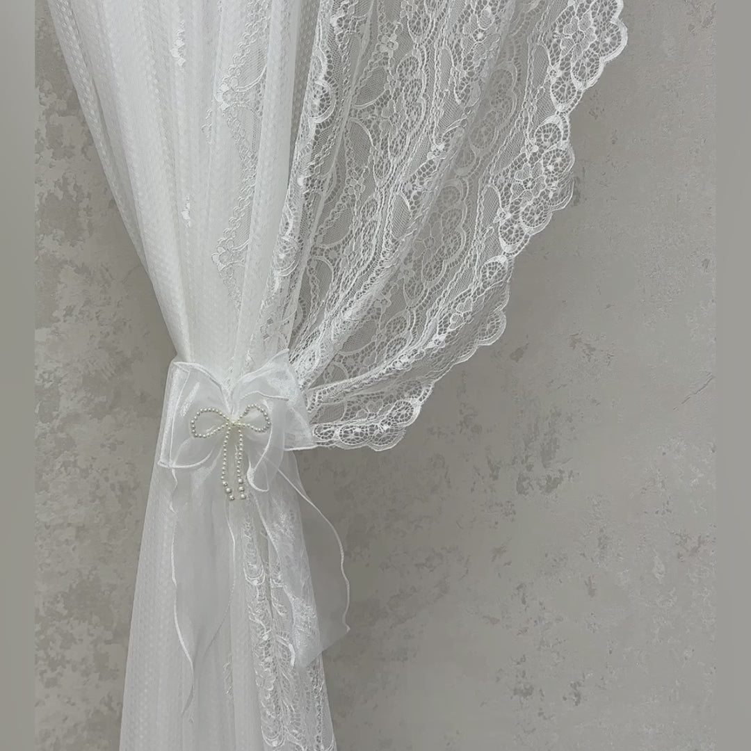 Curtains Ruffled Doorway in Vintage Style