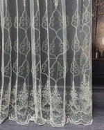 Off-White Sheer Lace Curtains with Embroidery