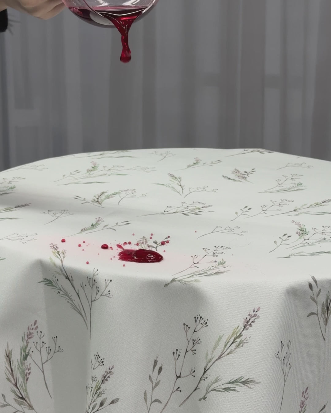 Linen Tablecloth Waterproof Wipeable, Botanical Floral Table Cover, Cottage Style