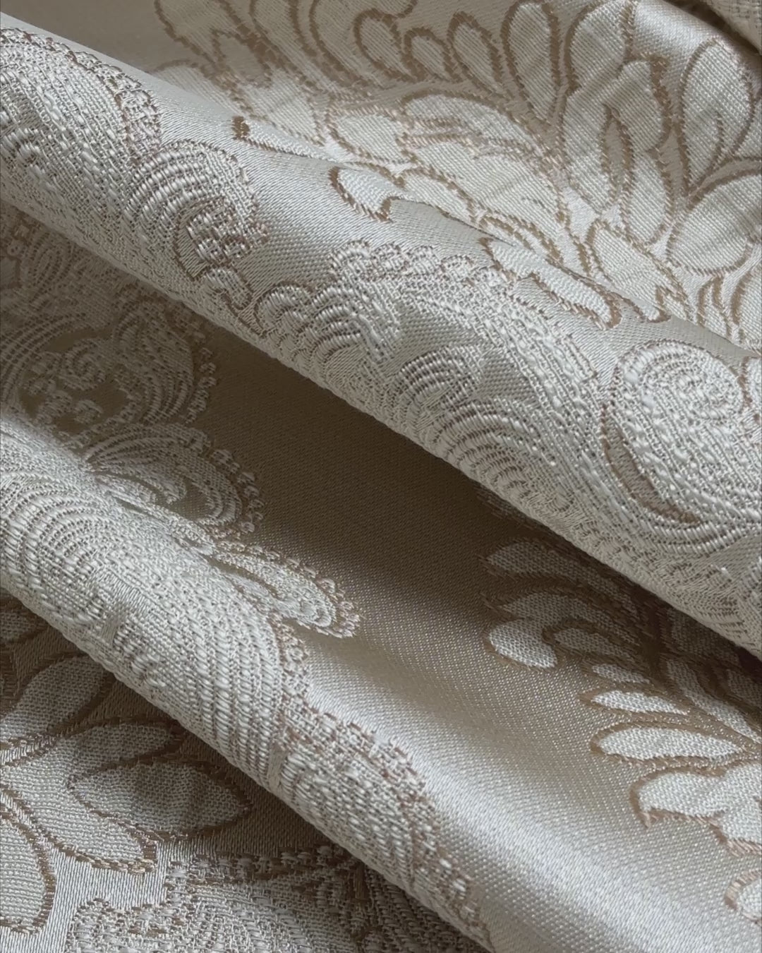 Jacquard Damask Curtains for Living Room, Ivory Gold, Custom Made in Vintage Victorian Style