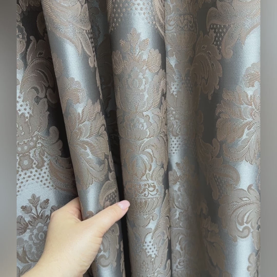 Curtains Custom Classic Patterned in Luxury Victorian Style, Gold Beige, Gray