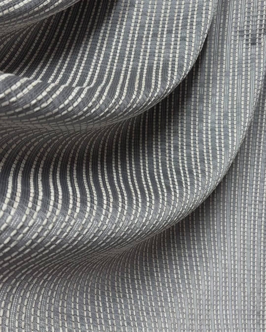 Elegant Gray Striped Jacquard Drapery - Modern Curtains for Living Room Ambiance