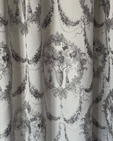 Luxury silver gray Victorian damask jacquard curtains with floral pattern and elegant textured fabric
