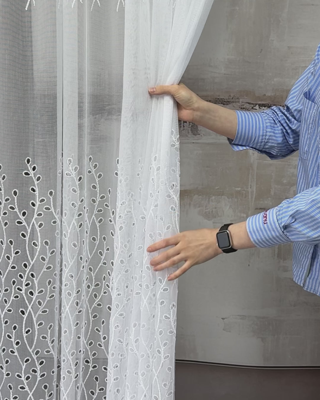 Snow White Sheer Curtains with Leaf & Branch Embroidery, Macrame Cutout Long Tulle for Living Room