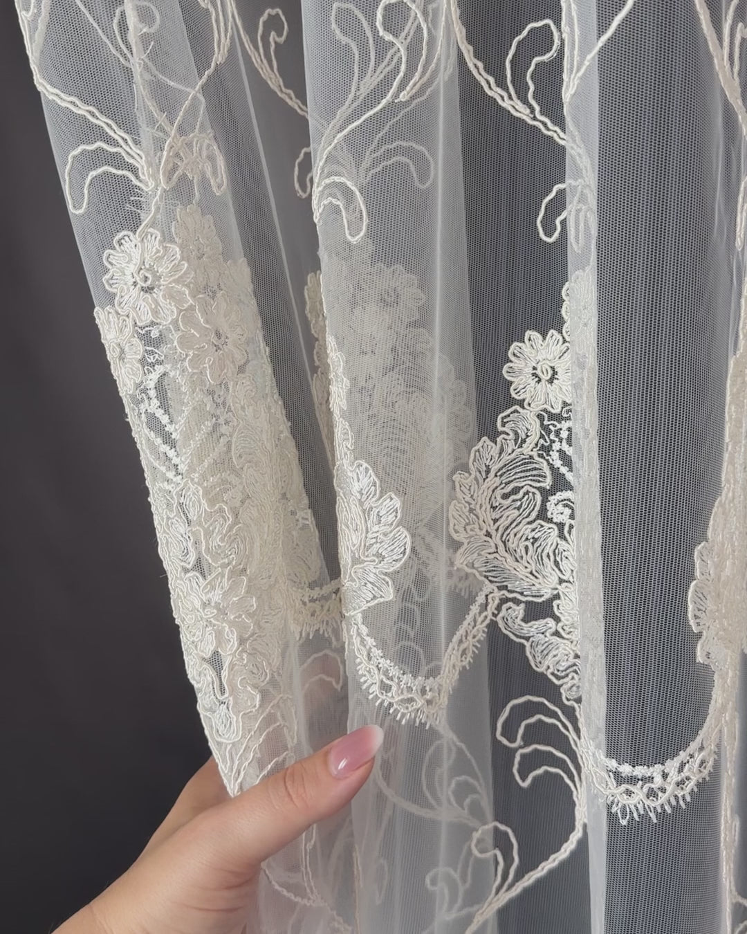 Luxury European Style Off-White Sheer Lace Curtains with Embroidery – Tuana Collection 5