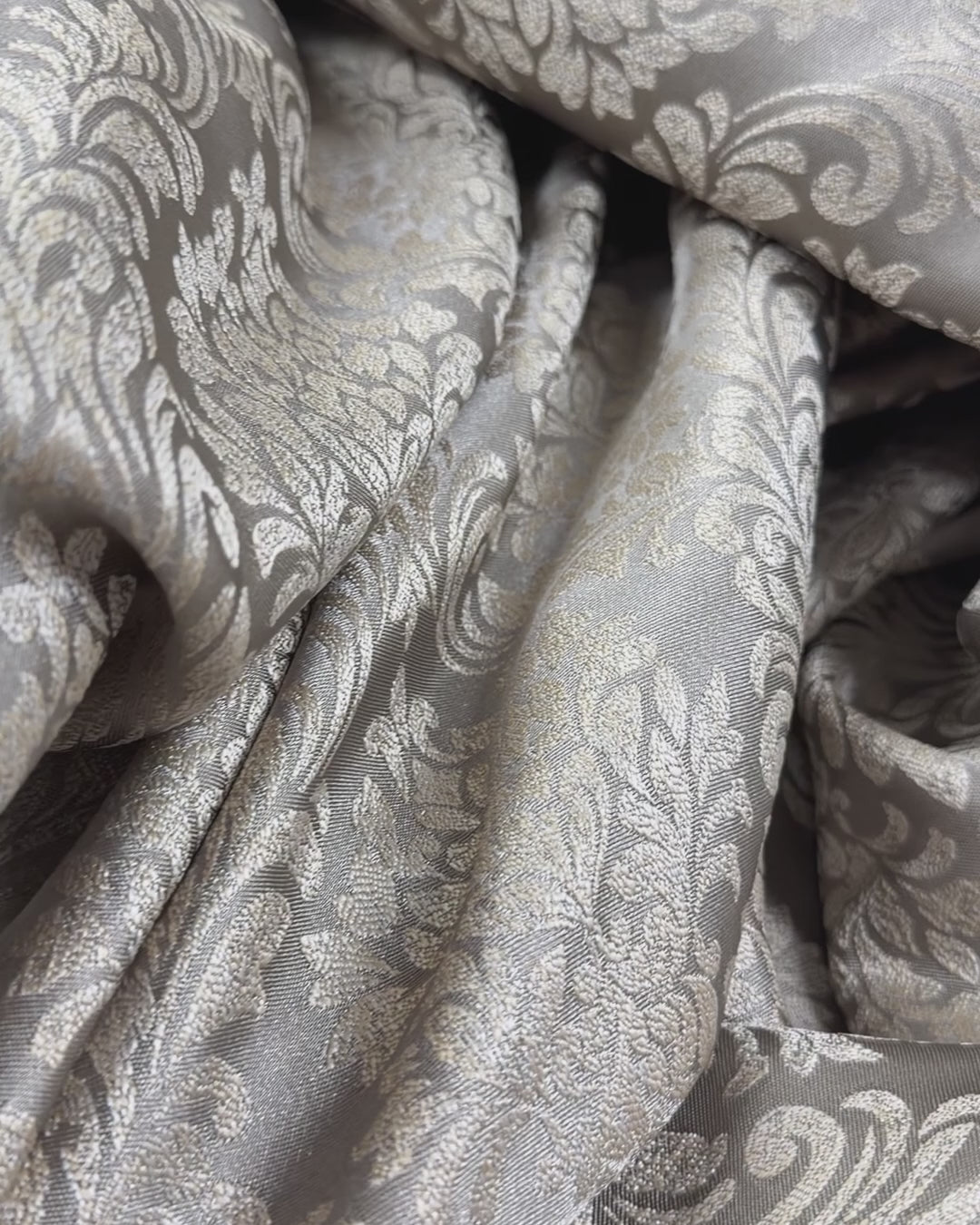 Custom Victorian Damask Curtains, Luxury Gold Beige Gray Drapes for Elegant Interiors