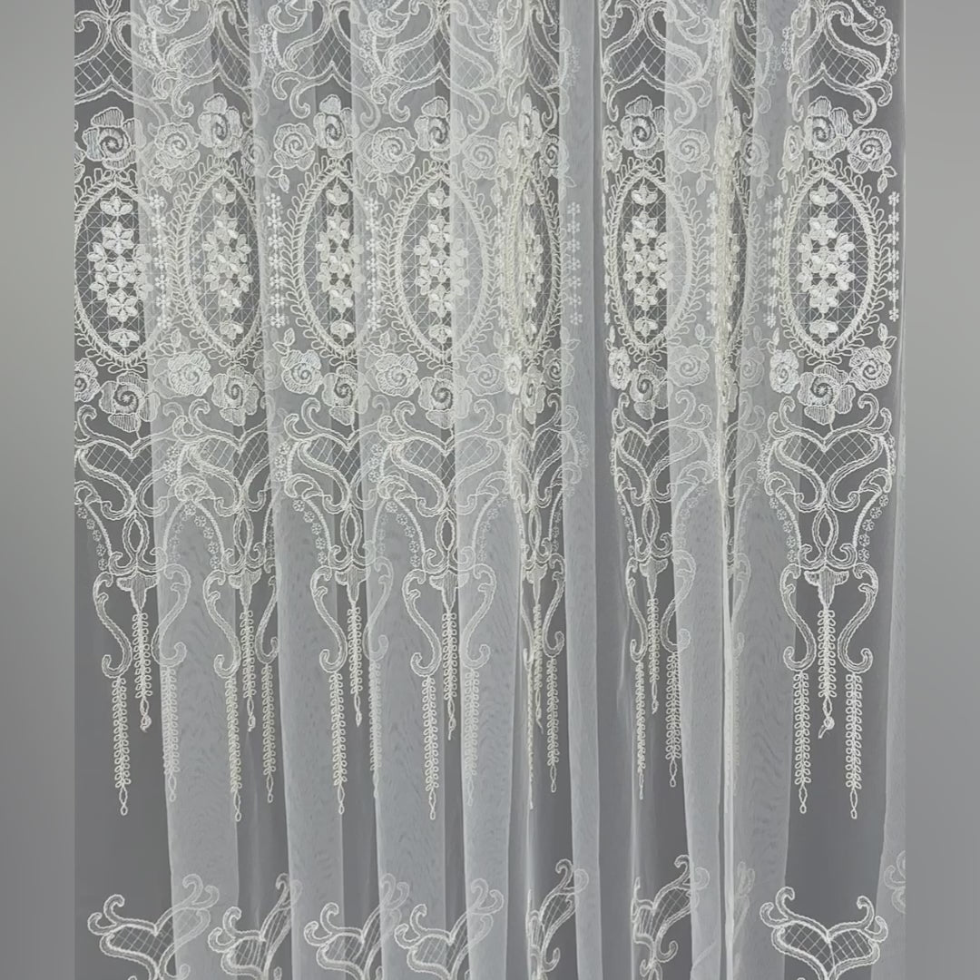 Sheer Curtains with Volume Thread, Luxury Embroidered in Victorian Style