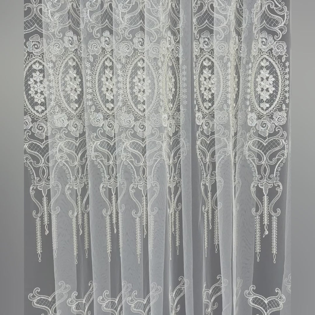 Sheer Curtains with Volume Thread, Luxury Embroidered in Victorian Style