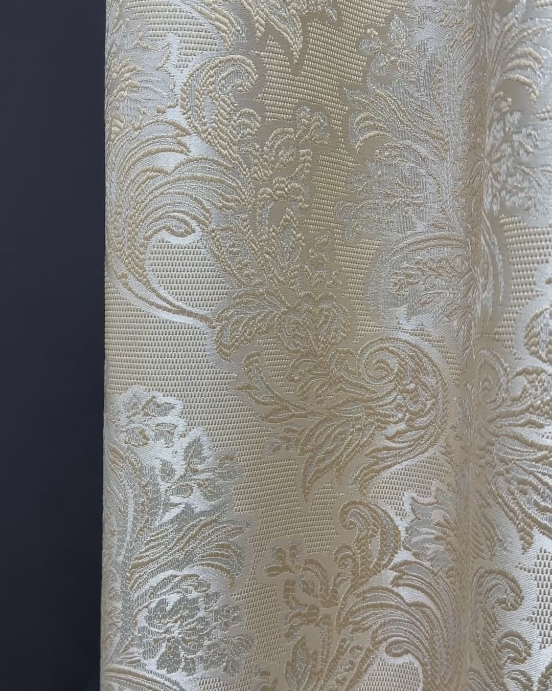 Jacquard Curtains Ivory Beige for Luxury Bedroom, Custom Damask Patterned 