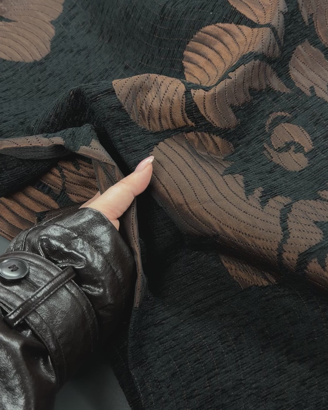 Heavy Chenille Curtains: Black & Rust  Floral Patterned Drapes
