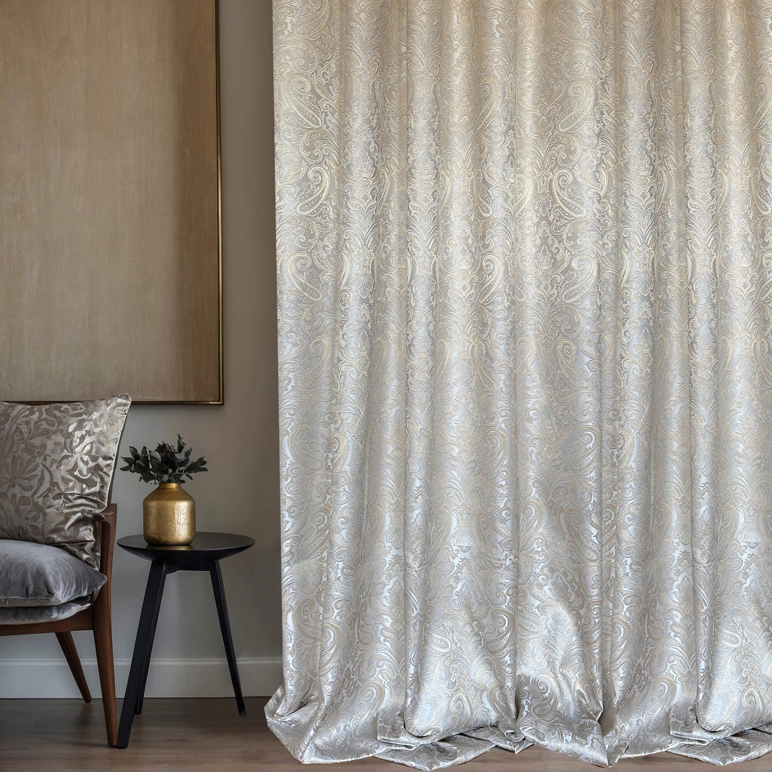 Paisley Curtains Off White Jacquard in the interior