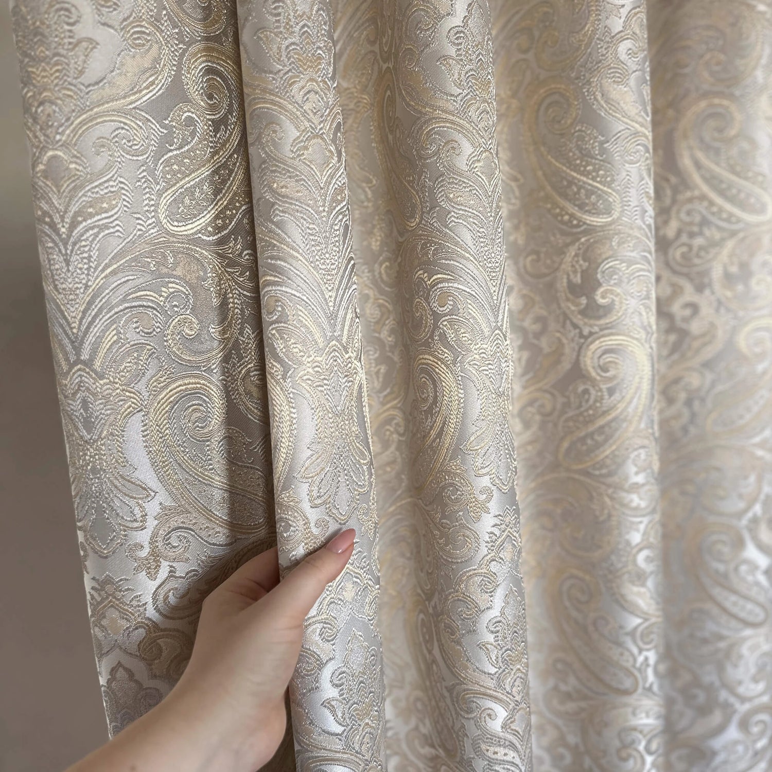 Paisley Curtains Off White Jacquard 