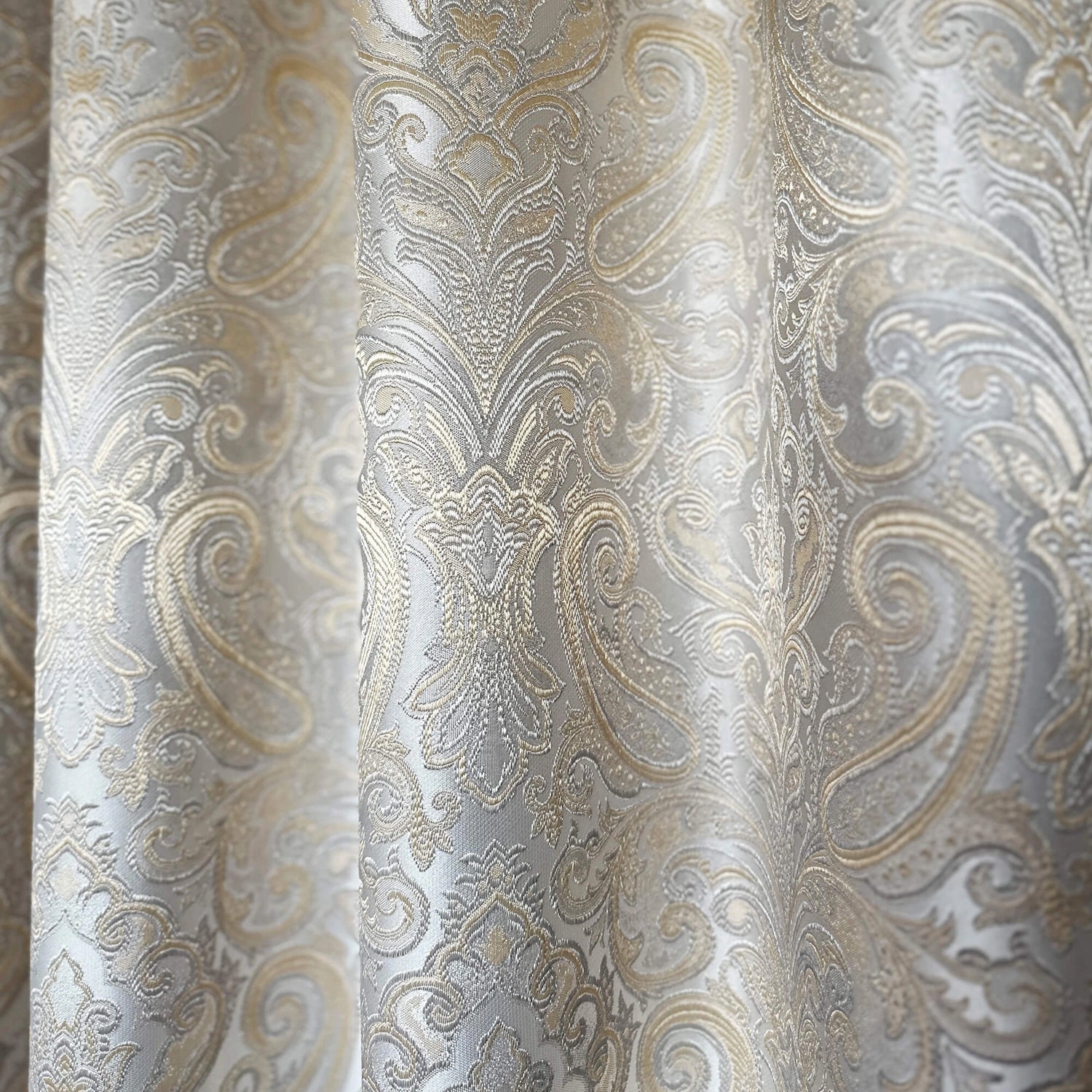 Paisley Curtains fabric Off White Jacquard 