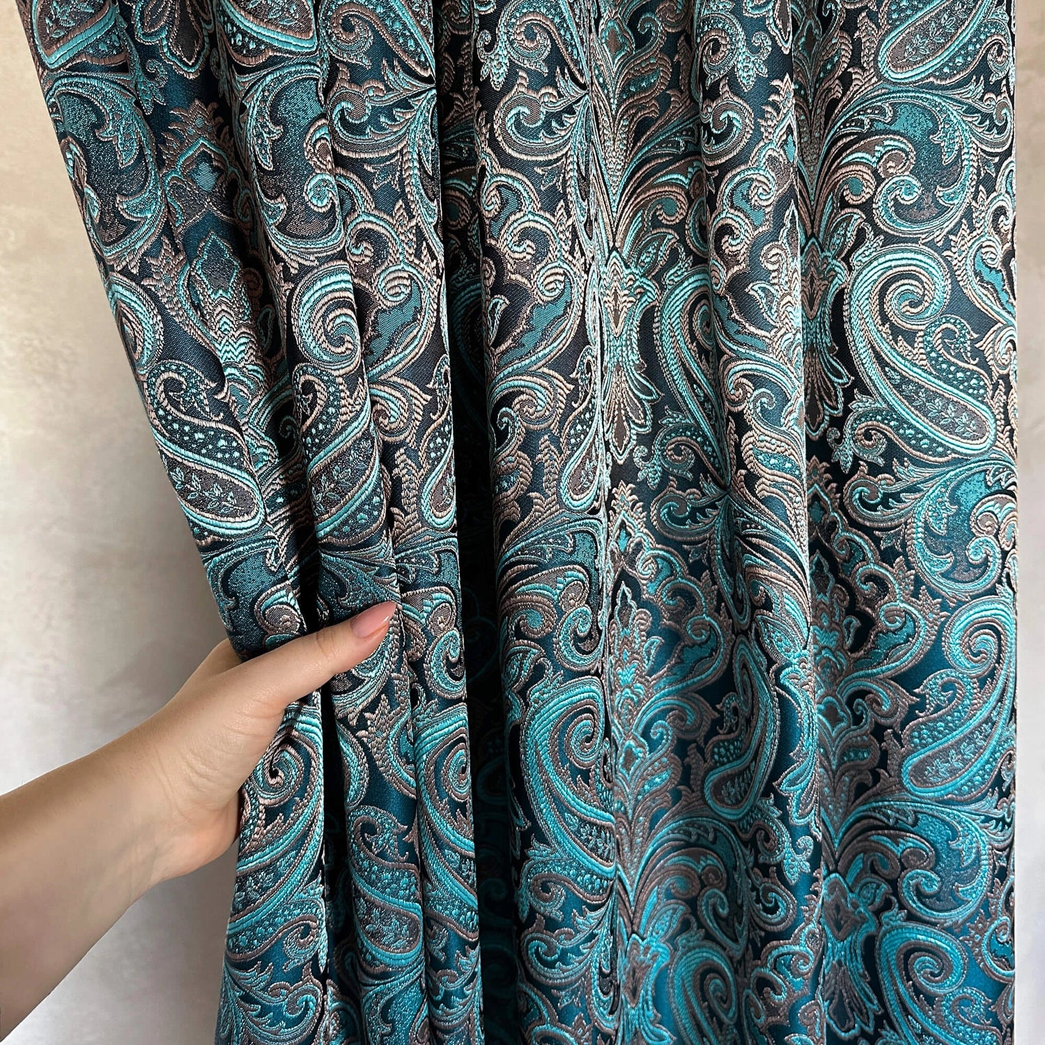 Curtains Paisley Turquoise Jacquard