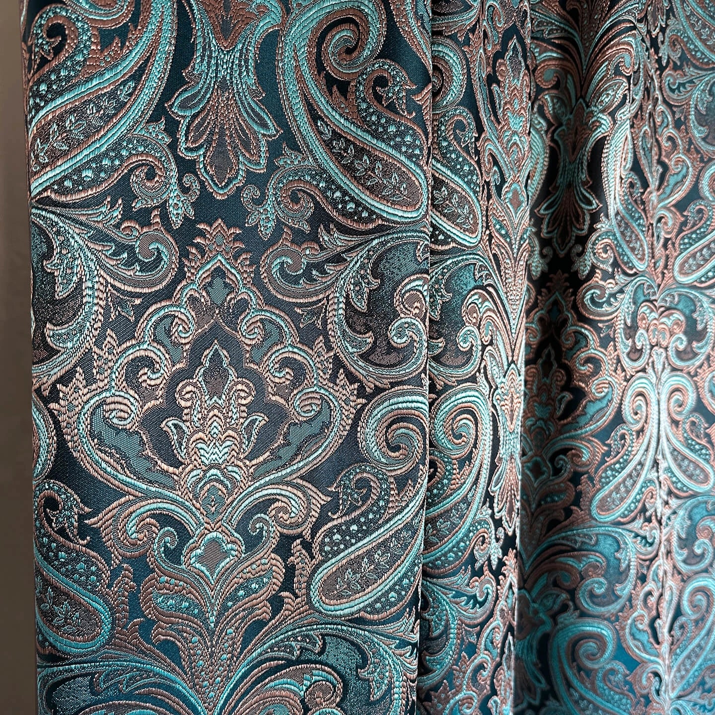 Fabric for Curtains Paisley Turquoise Jacquard