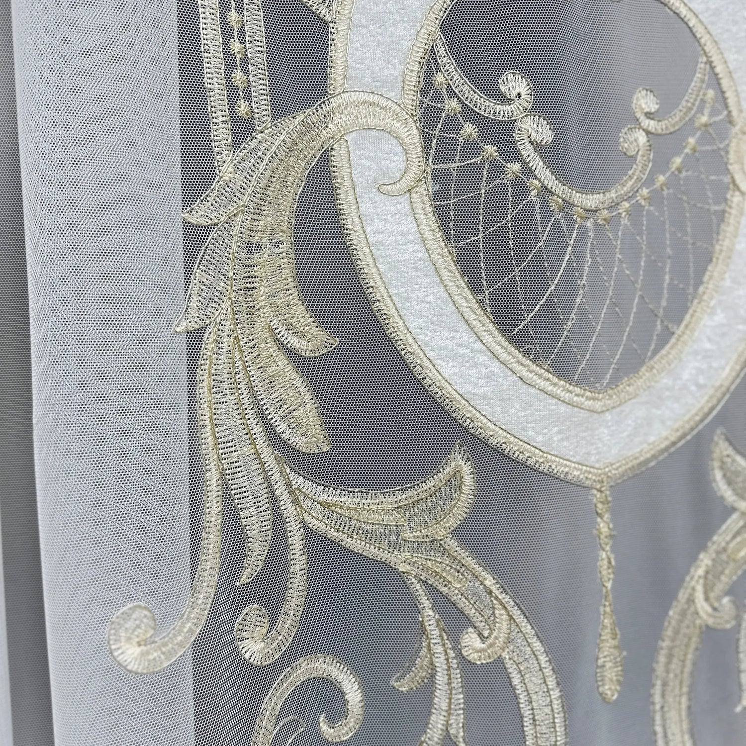 Luxury Vintage Damask Embroidered Sheer Curtains