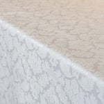 Luxury White Tablecloth Waterproof Wipeable, Linen Victorian Damask Table Cover