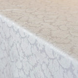 Luxury White Tablecloth Waterproof Wipeable, Linen Victorian Damask Table Cover