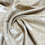 Jacquard Damask Curtains for Living Room, Ivory Gold, Custom Made in Vintage Victorian Style