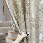 Jacquard Damask Curtains for Living Room, Ivory Gold, Custom Made in Vintage Victorian Style