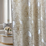 Jacquard Damask Curtains for Living Room, Ivory Gold, Custom Made in Vintage Victorian Style