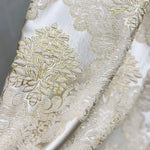 Jacquard Damask Curtains for Living Room, Ivory Gold, Custom Made in Vintage Victorian Style