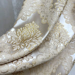 Jacquard Damask Curtains for Living Room, Ivory Gold, Custom Made in Vintage Victorian Style