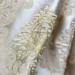 Jacquard Damask Curtains for Living Room, Ivory Gold, Custom Made in Vintage Victorian Style
