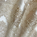 Jacquard Damask Curtains for Living Room, Ivory Gold, Custom Made in Vintage Victorian Style